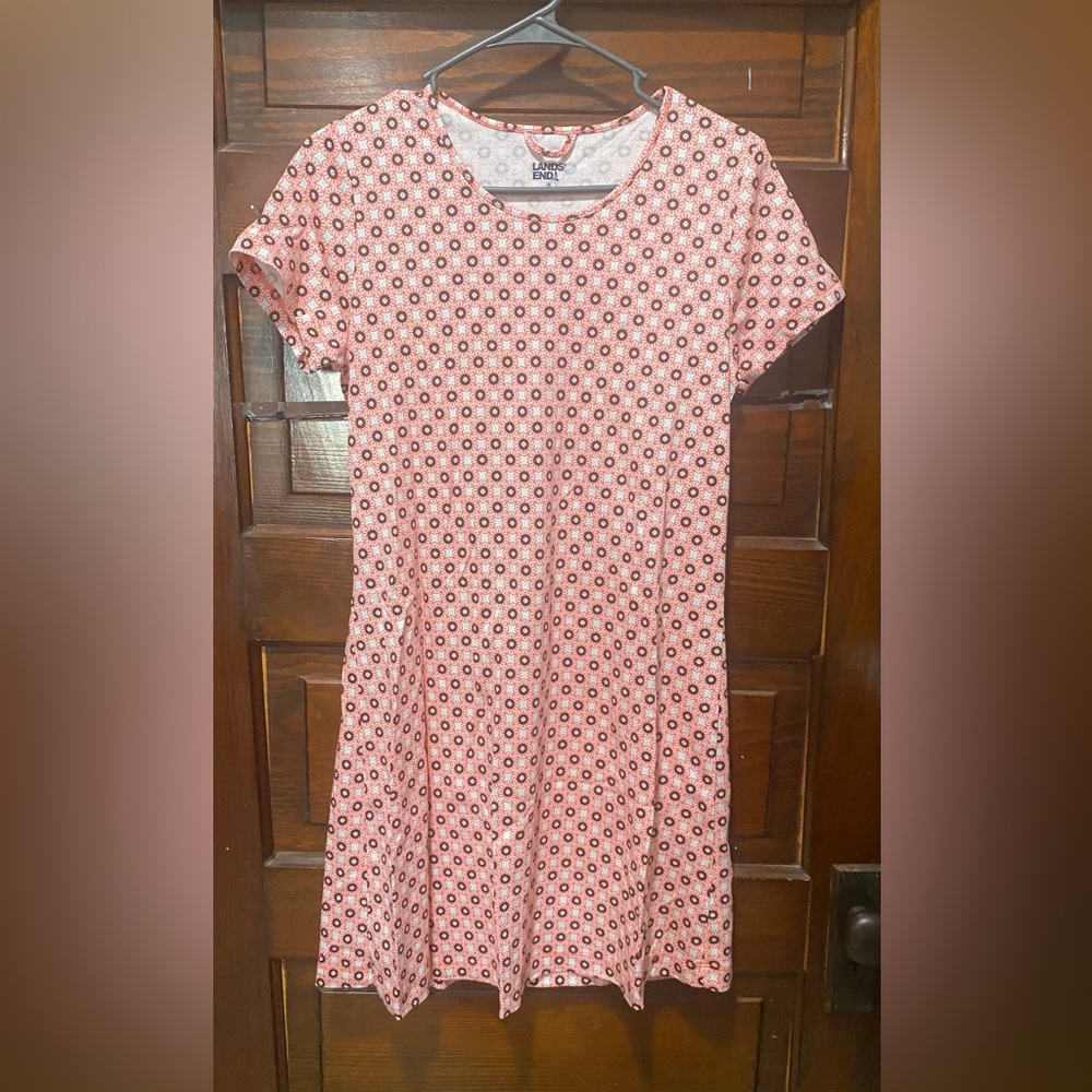 Lands' End Pink Geometric Mini Dress